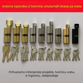 Cilindar zaključavanja za unutarnja vrata – bakar, model 15, Jin Chen, stil modernog minimalističkog