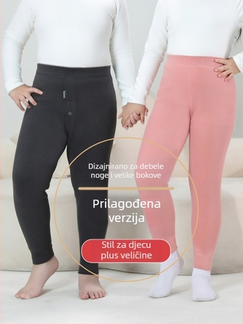 Dječje termo hlače s flisom, visoki pojas, Derong flis, poliester 92,9%, jesen-zima