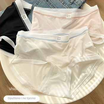 Ice Silk žensko donje rublje za ljeto – najlon 70–80%, 11–20D, pleteni, prozračni, podstava prepona viskozna 30–50%, srednji struk, uzorak u boji