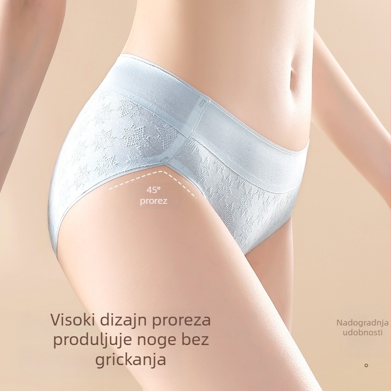 Ženske gaćice od pamuka, prozračan pleteni materijal, srednja visina struka, glavni materijal 95–100% pamuk, podstava u preponi 100% pamuk