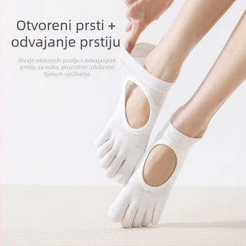 Ženske čarape s pet prstiju, od pamuka, kratke do gležnja, za unutarnji pilates i jogu, protivklizne i protiv trenja