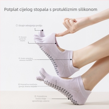 Ženske čarape s pet prstiju, od pamuka, kratke do gležnja, za unutarnji pilates i jogu, protivklizne i protiv trenja