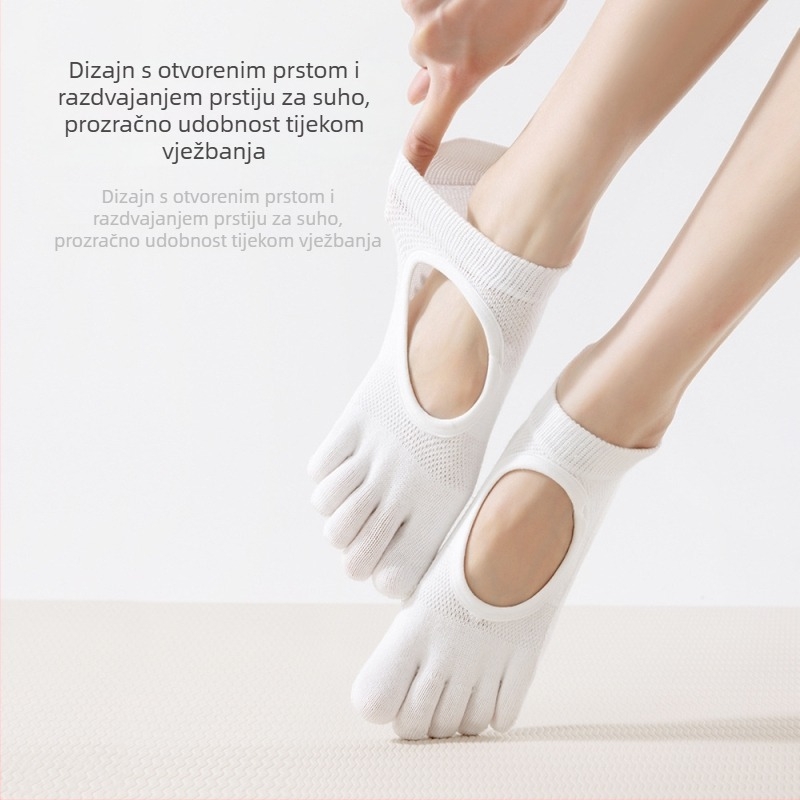 Ženske čarape s pet prstiju, od pamuka, kratke do gležnja, za unutarnji pilates i jogu, protivklizne i protiv trenja