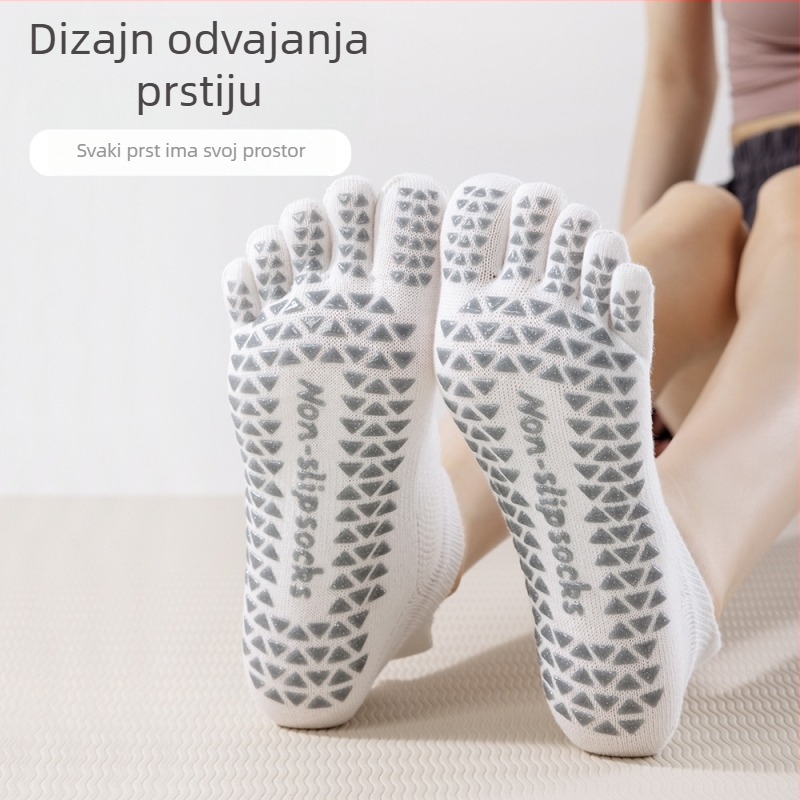 Ženske čarape s pet prstiju, od pamuka, kratke do gležnja, za unutarnji pilates i jogu, protivklizne i protiv trenja