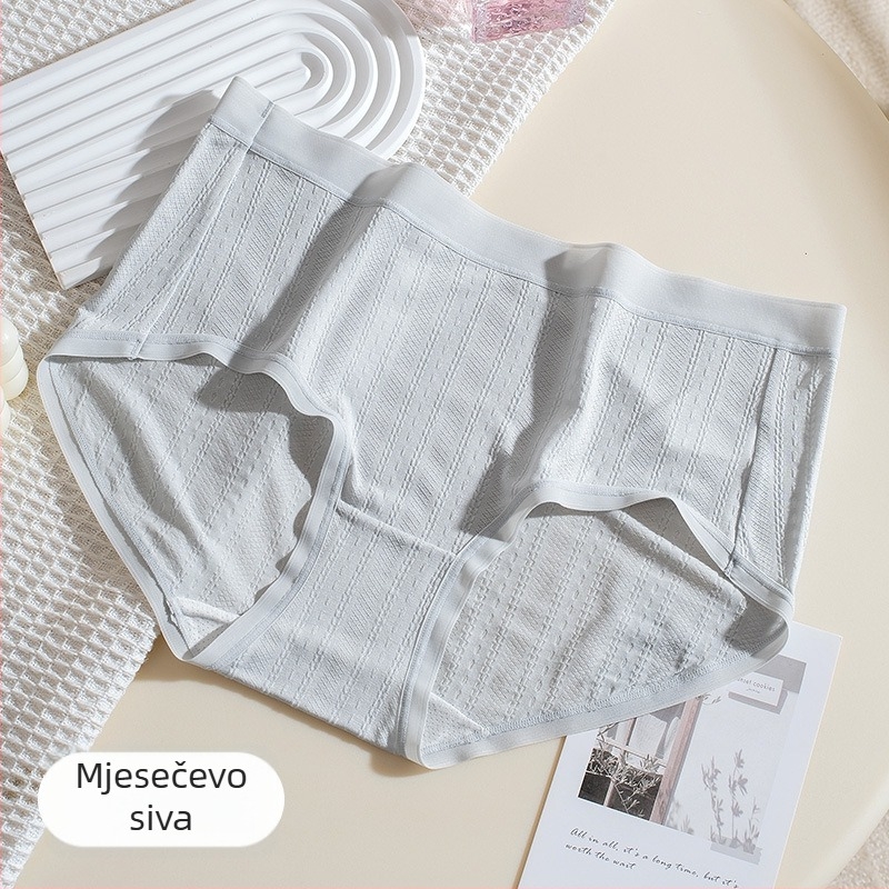 Modal ženske gaćice s srednjim strukom, pletene, prozračné i antibakterijske, prugasti uzorak, podstava od Mulberry svile