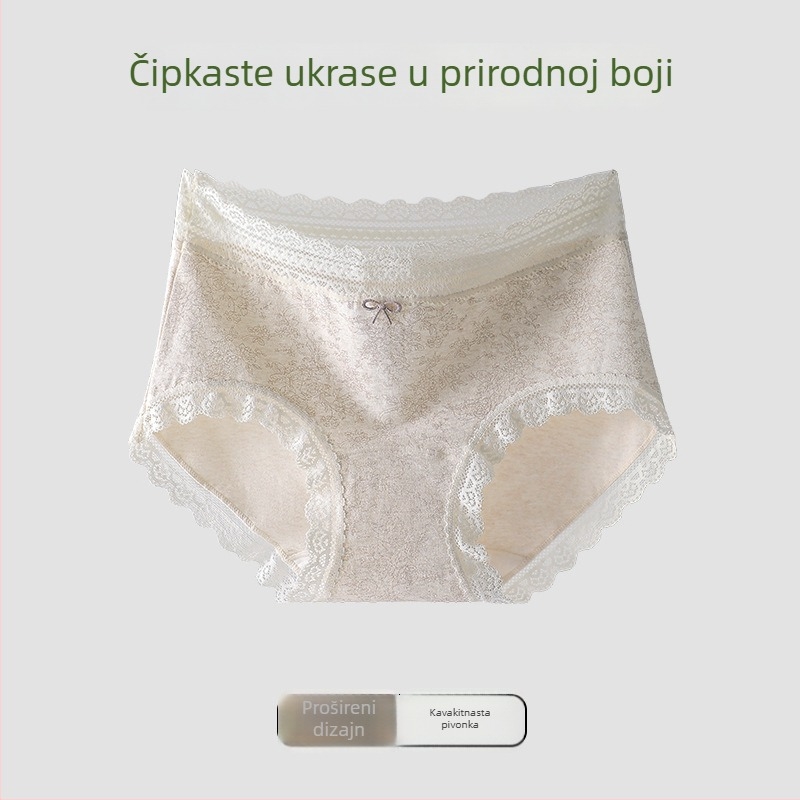 Ženske pamukaste gaćice s čipkom na rubu, cvjetni uzorak, antibakterijske, Mulberry silk klizni dio prepona, produženi dio gaćica