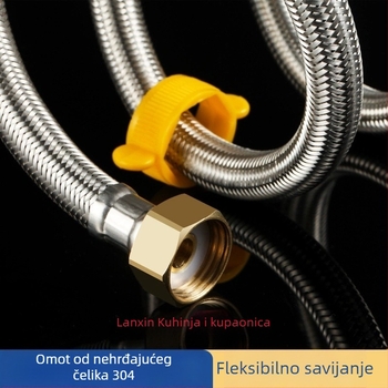 304 nehrđajući čelik opleteni crijev s debelim bakrenim završetcima za ulaz tople i hladne vode, spoj za bojler na WC, dvostruki kraj, vijčani priključak