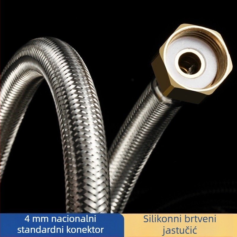 304 nehrđajući čelik opleteni crijev s debelim bakrenim završetcima za ulaz tople i hladne vode, spoj za bojler na WC, dvostruki kraj, vijčani priključak