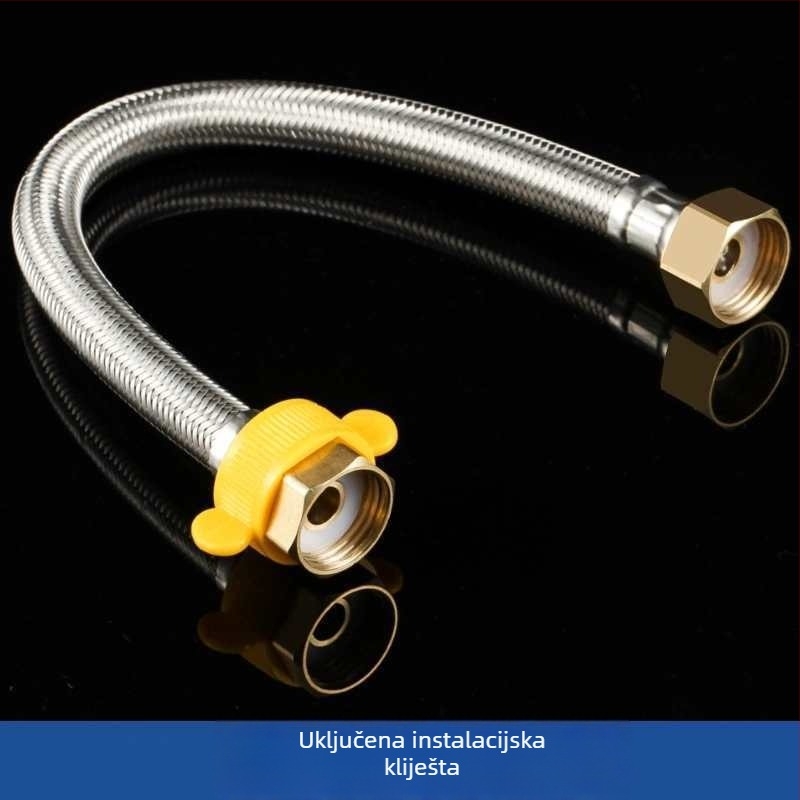 304 nehrđajući čelik opleteni crijev s debelim bakrenim završetcima za ulaz tople i hladne vode, spoj za bojler na WC, dvostruki kraj, vijčani priključak