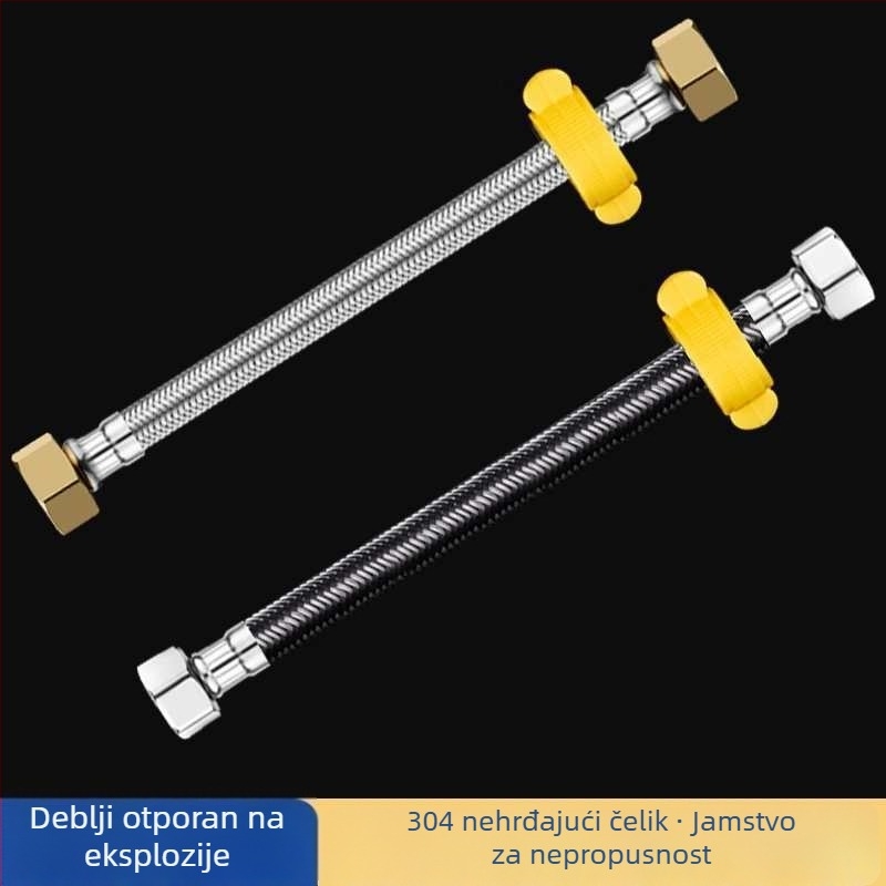 304 nehrđajući čelik opleteni crijev s debelim bakrenim završetcima za ulaz tople i hladne vode, spoj za bojler na WC, dvostruki kraj, vijčani priključak