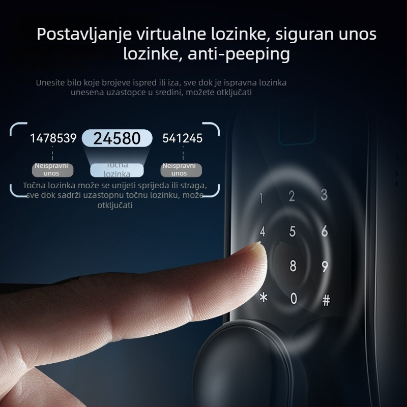 Jue Sheng FD-01 brava od cinkove legure s otiskom prsta i lozinkom za unutarnja drvena vrata, ured/stanovanje