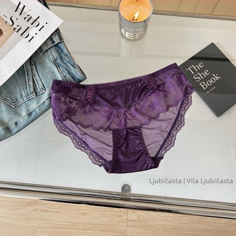 Ženske gaćice od najlona mreže, srednji pojas, podstava od 100% pamuka, cvjetni uzorak s mašnicom, prozračne, brzo se suše