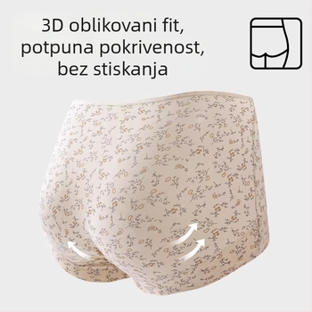 Ženske pamukaste gaćice s punim pokrovom, antibakterijske, prozračne, srednji struk, podstava 100% pamuk