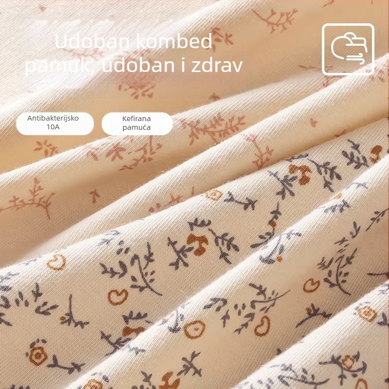 Ženske pamukaste gaćice s punim pokrovom, antibakterijske, prozračne, srednji struk, podstava 100% pamuk