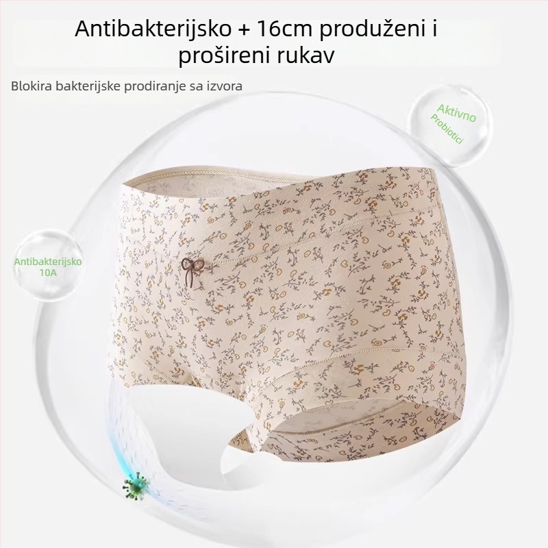 Ženske pamukaste gaćice s punim pokrovom, antibakterijske, prozračne, srednji struk, podstava 100% pamuk