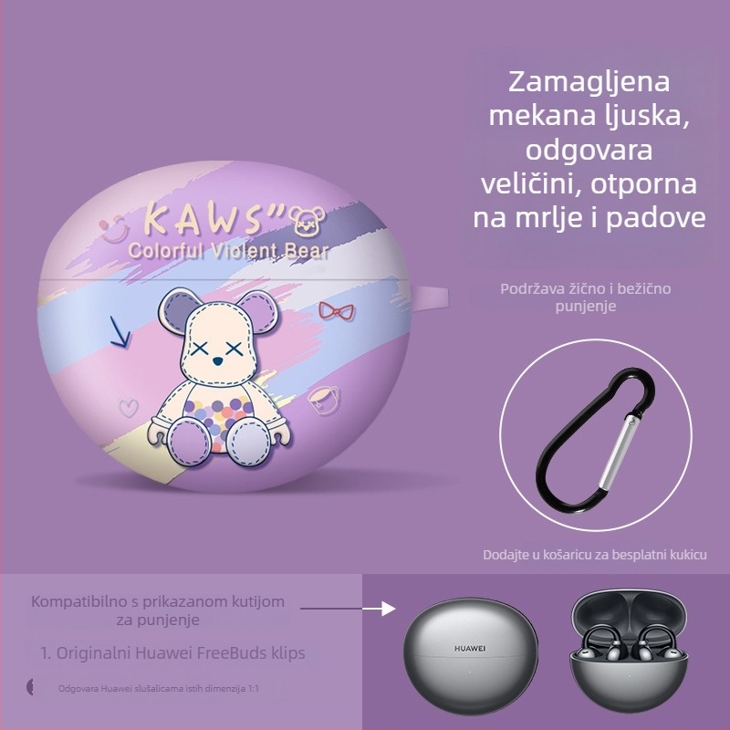 Kućište za Huawei FreeBuds 5i/6i – klip-stil, lik s karikature sa zvjezdicama, TPU mekano kućište s premazom u spreju