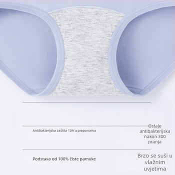 Pamukaste ženske gaćice visokog struka antibakterijske, prozračne, s produženim preponom, 95–100% pamuk