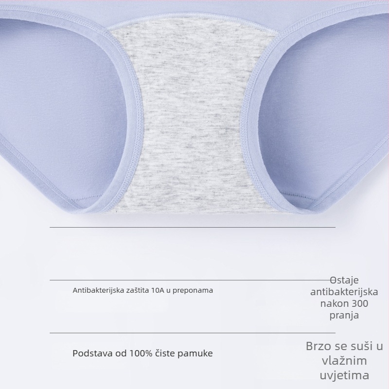 Pamukaste ženske gaćice visokog struka antibakterijske, prozračne, s produženim preponom, 95–100% pamuk