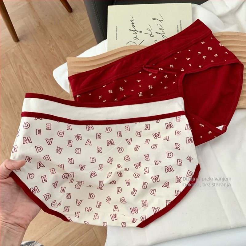 Ženske pamukaste gaćice, srednji pojas, pleteni materijal, 95–100% pamuk