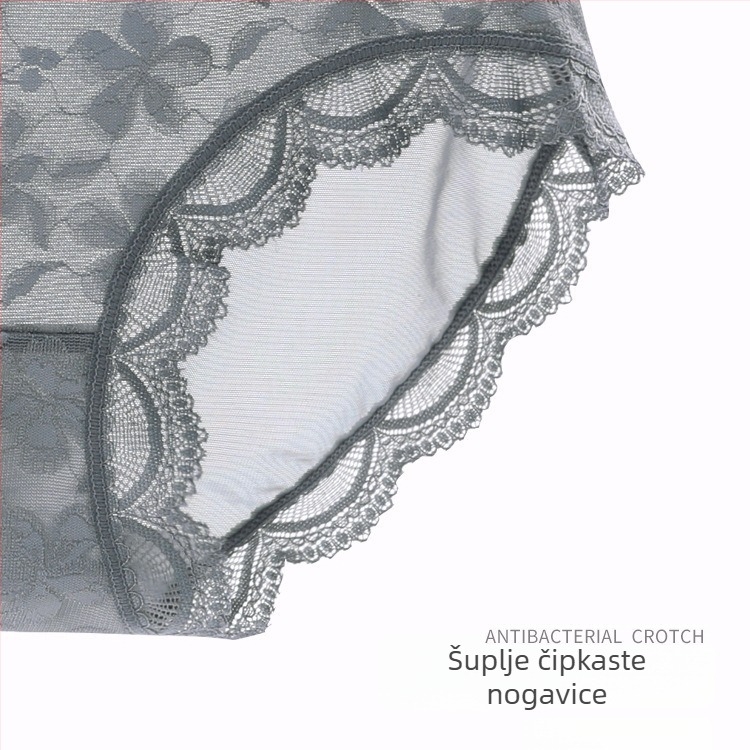 Ženske čipkaste gaćice, najlon 90–95% materijal, pamukova podstava u preponama, srednji pojas, prozračan