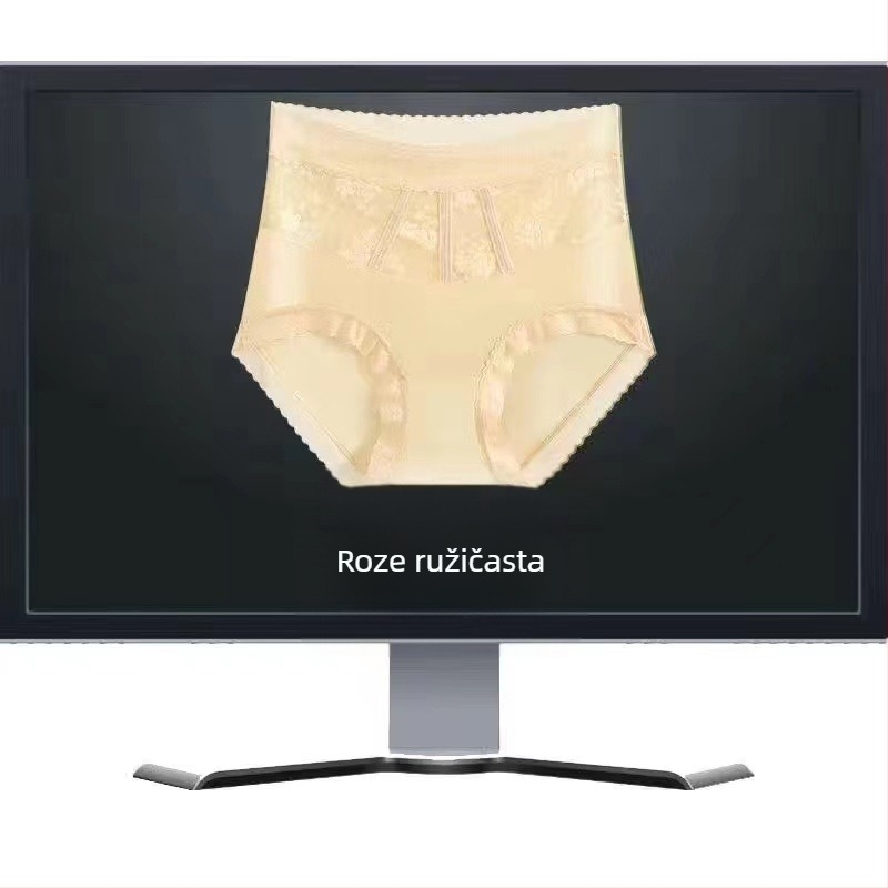 Plus-size ženske gaćice od Ice Silk, visoki pojas, prozračan materijal, s liftingom stražnjice, pleteni