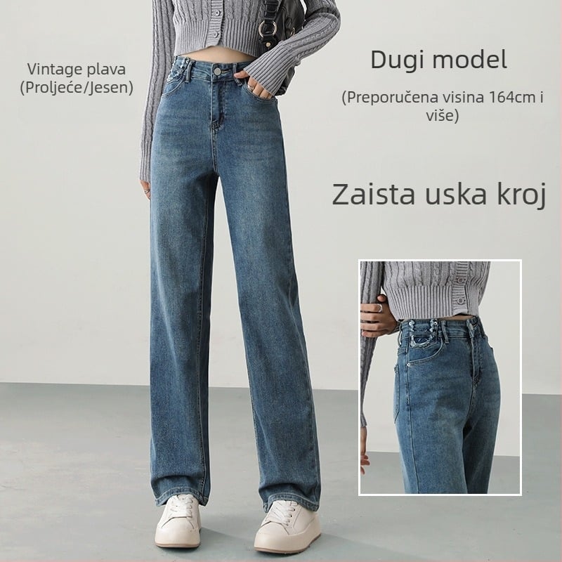 Traperice ravnog kroja, visokog struka, denim pamuk, proljeće 2025