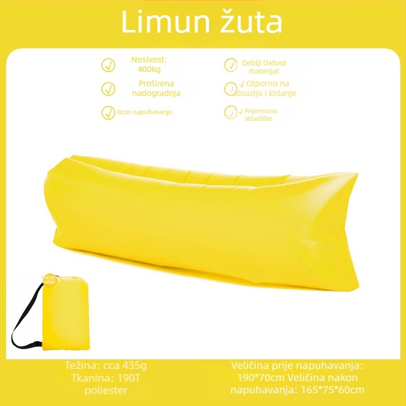 Lecamp napuhiva ležaljka za jednu osobu – prijenosno kampiranje rješenje (730 g; nosivost 300 kg; Oxford tkanina; dvostruka konstrukcija)