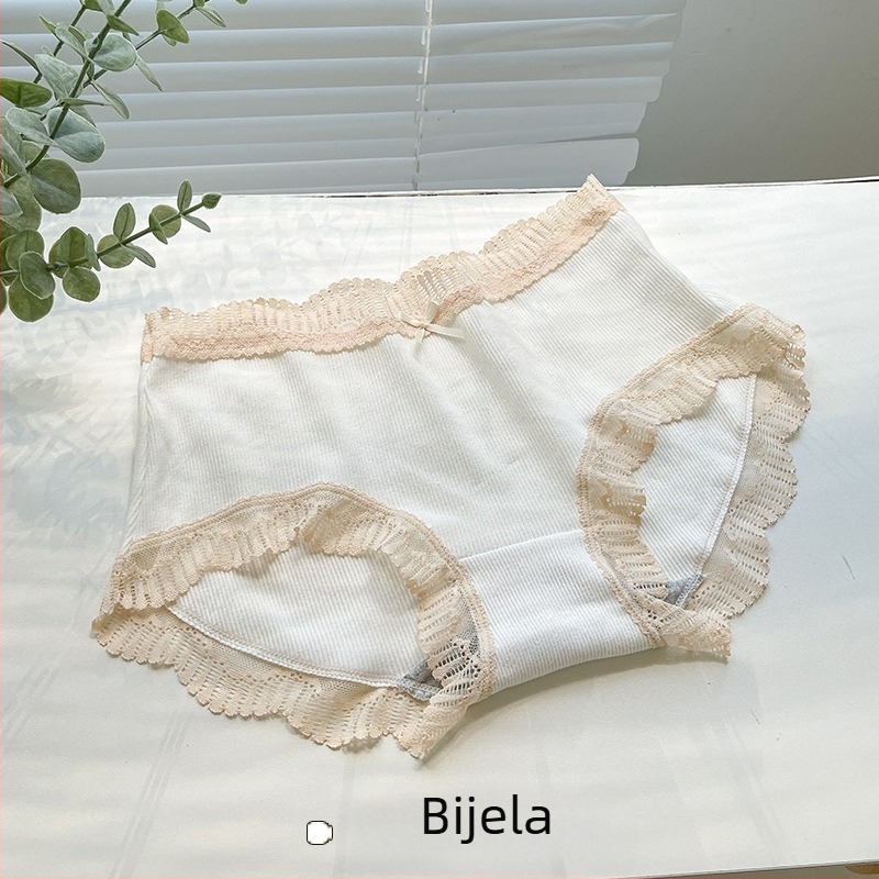 Ženske pamučne gaćice, srednji pojas, ribasta pletenina, prozračnje, jednobojne