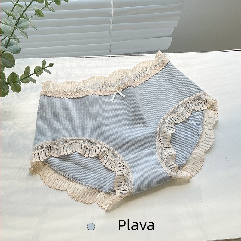 Ženske pamučne gaćice, srednji pojas, ribasta pletenina, prozračnje, jednobojne