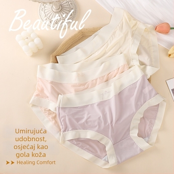 Ženske gaćice Ice Silk, srednji dio struka, prozračne, color-block uzorak, 80–90% najlona, 100% pamuk u preponama
