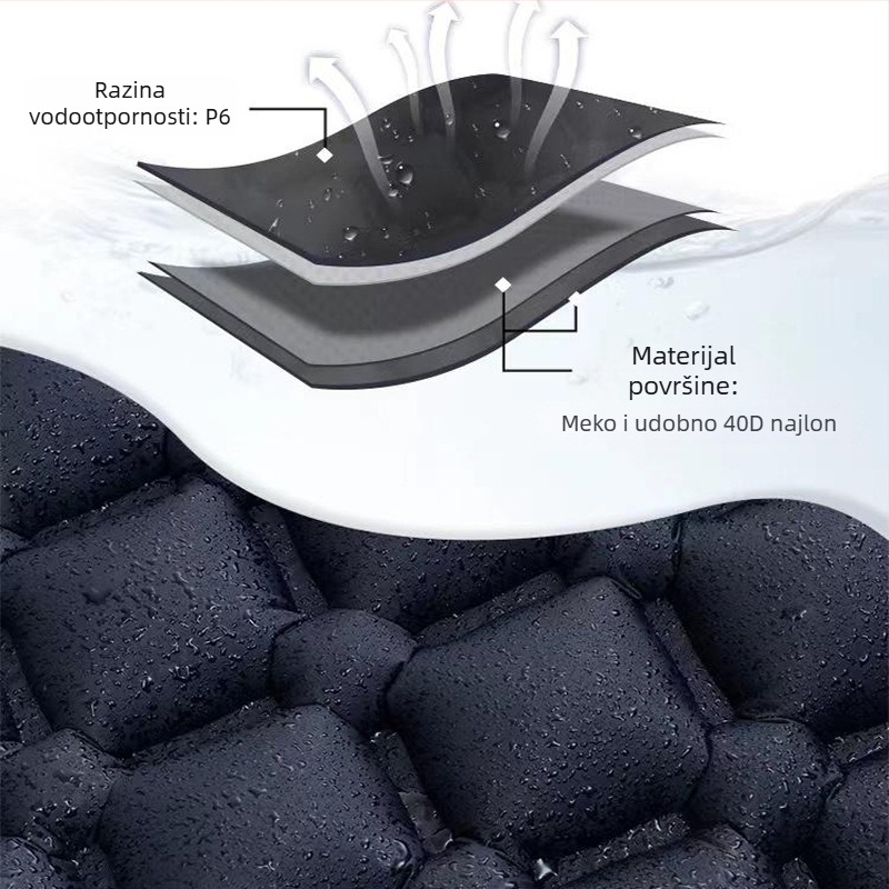 Napunjujući kamping madrac s pedalnim napuhivanjem, TPU dijamantne konstrukcije i ugrađene jastučnice, za 1 osobu, 600 g