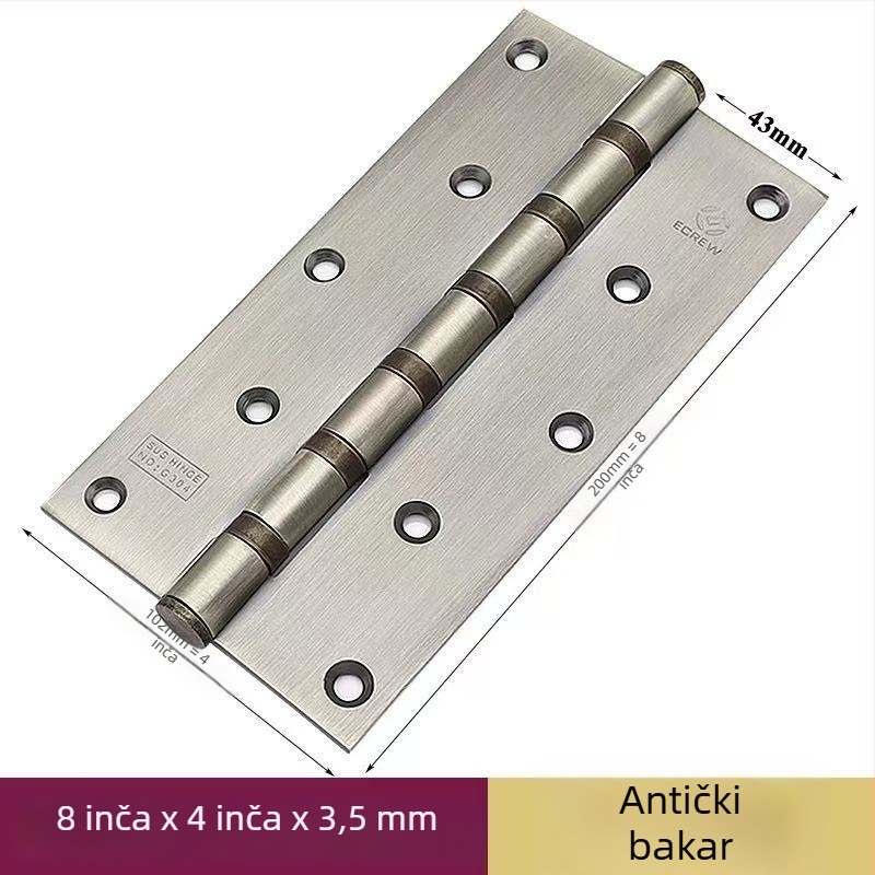 Šarniri za vrata s ležajem, nehrđajući čelik, polirani/elektropolirani završetak, debeli dizajn, moderni minimalistički stil