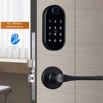 Pametan zaključavanje vrata s otiskom prsta za hotele i apartmane – Split 03 Fingerprint, aluminijska legura, moderan dizajn, TTLOCK kompatibilan, debljina šipke 5 mm, razmak šipki 6 mm