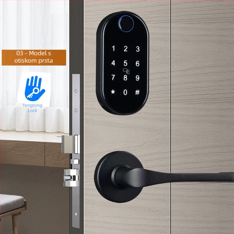 Pametan zaključavanje vrata s otiskom prsta za hotele i apartmane – Split 03 Fingerprint, aluminijska legura, moderan dizajn, TTLOCK kompatibilan, debljina šipke 5 mm, razmak šipki 6 mm
