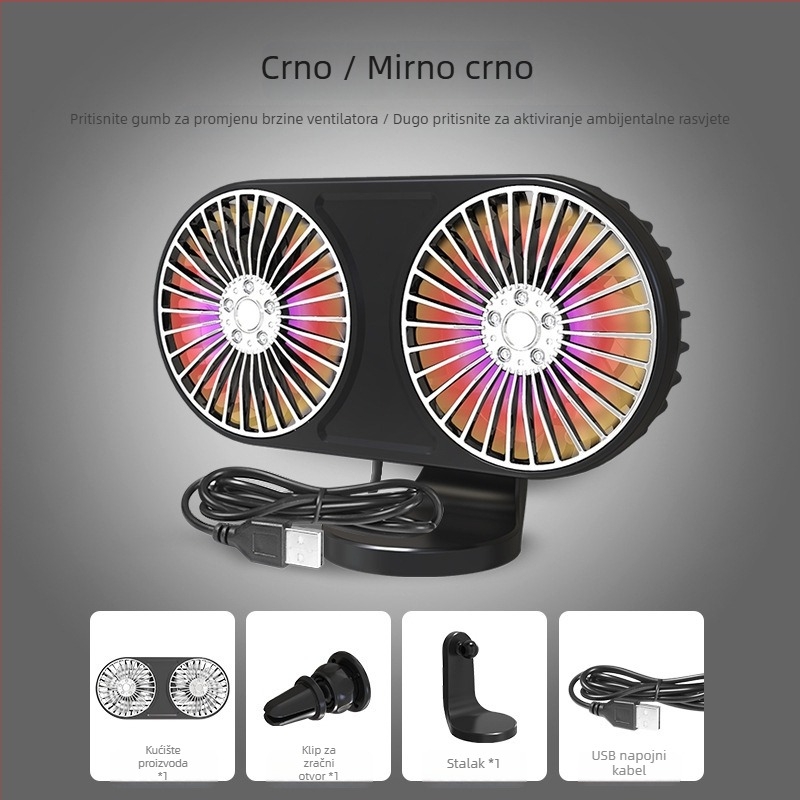 F211 USB dvostruki ventilator za otvor zraka u automobilu, 5W