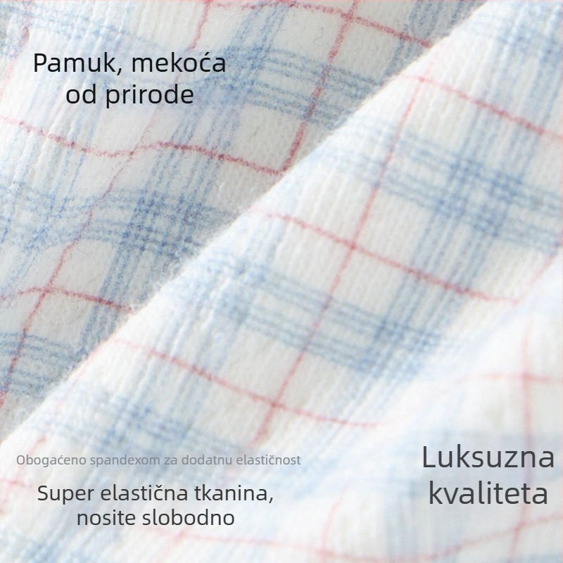 Ženske pamukaste bešivne gaćice, antibakterijske, prozračne, srednje visoke struka, prugasti uzorak