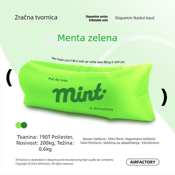 Vanjski napuhivani kauč, površina od Oxford platna, težina 700 g, nosivost 200 kg, prenosno za kampiranje, brend one-half