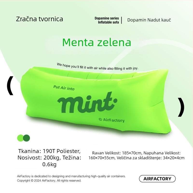 Vanjski napuhivani kauč, površina od Oxford platna, težina 700 g, nosivost 200 kg, prenosno za kampiranje, brend one-half