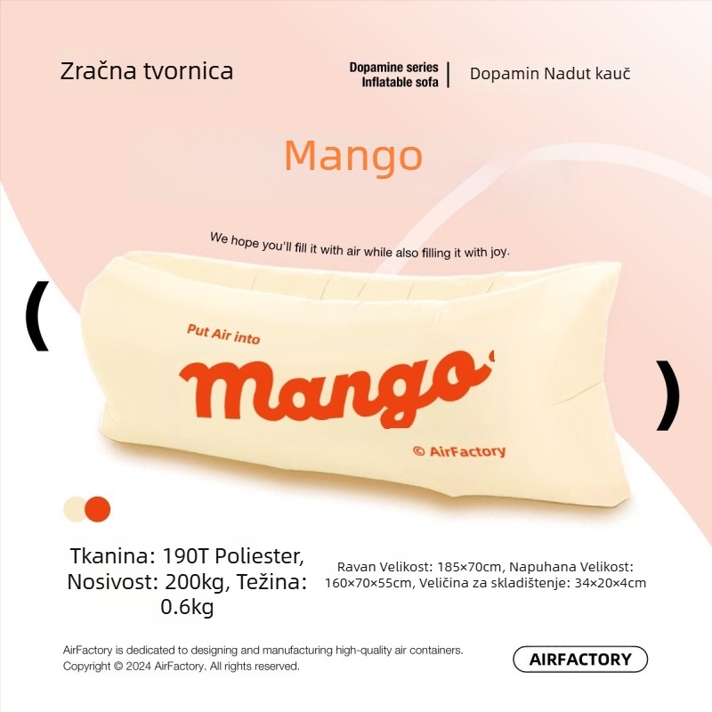 Vanjski napuhivani kauč, površina od Oxford platna, težina 700 g, nosivost 200 kg, prenosno za kampiranje, brend one-half