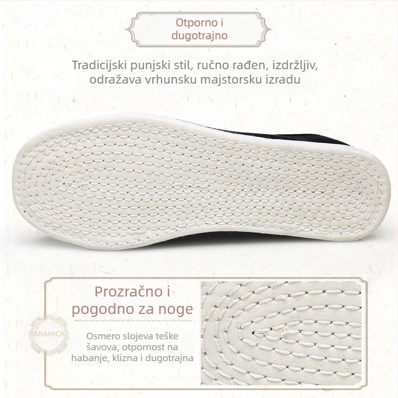 Muške platnene cipele, casual ručna izrada, kvadratni nos, gornji dio od pamuk tkanine, prugasti uzorak, niski potpetica 1–3 cm, đon od viskoze