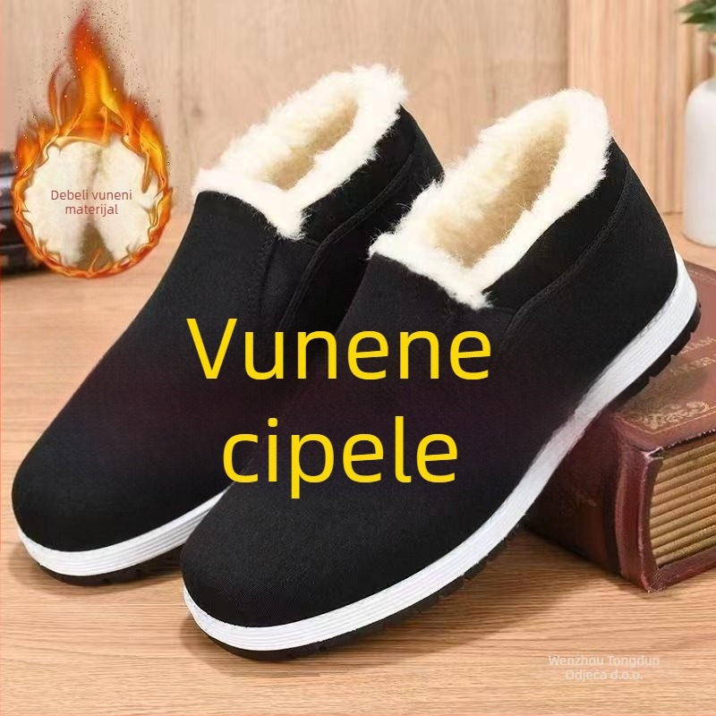 Muške zimske papuče – protuklizne, tople, debeli pamuk gornji dio i đon, ploski casual stil