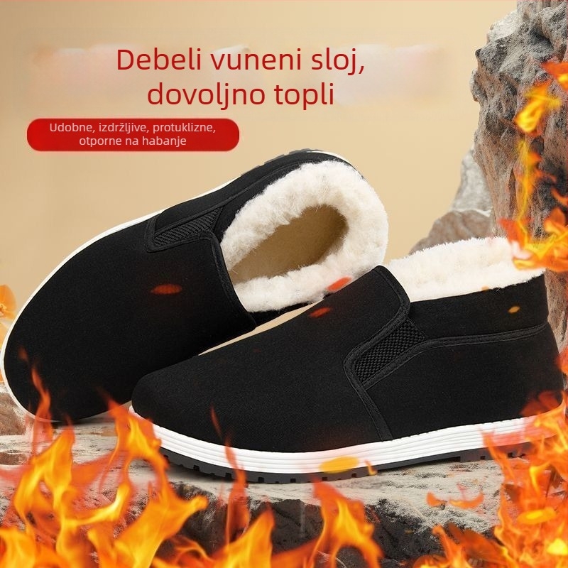 Muške zimske papuče – protuklizne, tople, debeli pamuk gornji dio i đon, ploski casual stil