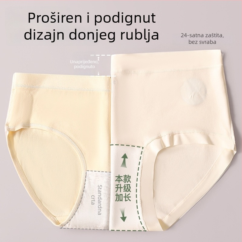 Ženske pamukaste gaćice sa srednjim strukom, prozračne, pamukova podstava u preponama, geometrijski uzorak