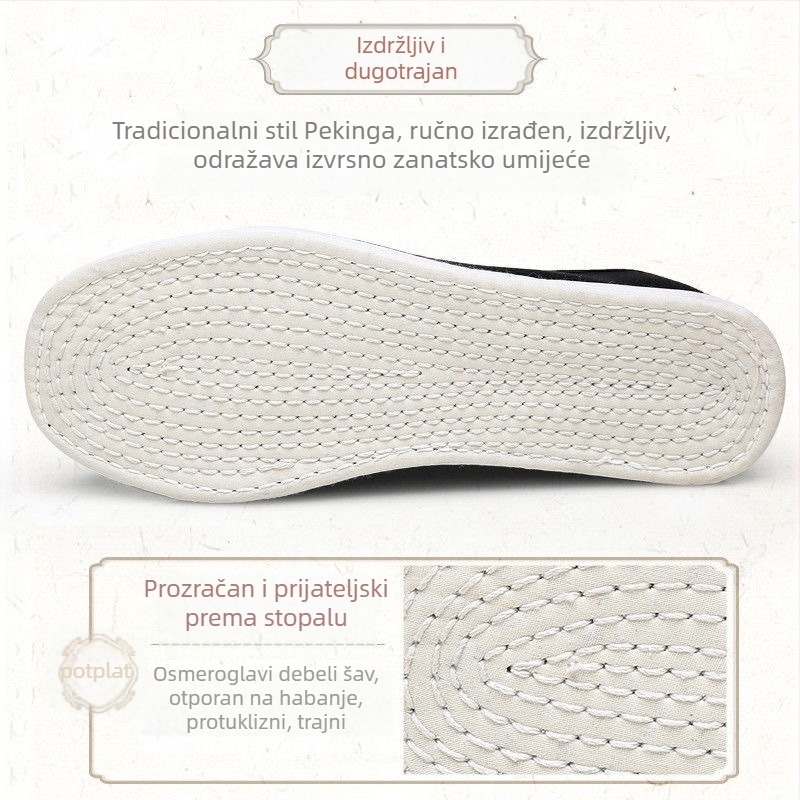 Unisex platnene cipele s kvadratnim nosom, gornji dio od pamuka, podstava od krznenog zeca, potplat od poliuretana, nizak pet 1–3 cm