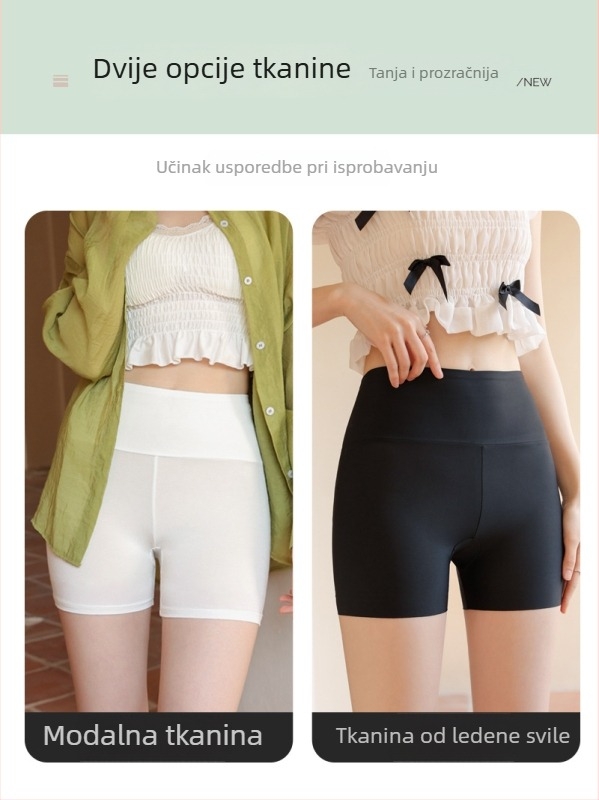 Sigurnosne hlačice s podizanjem kukova, Ice Silk modalna smjesa s elastanom, visokim strukom, duljina tri četvrtine, lagana tkanina