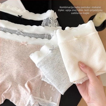 Ženske čipkaste mrežaste kratke hlače, srednji pojas, podizanje stražnjice, prozračnost, neproziranost