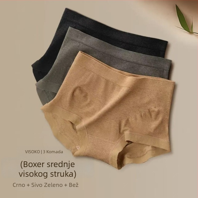 Ženske bokserice od modalnog materijala, srednje-visokog struka, elastične i prozračne, s 80–90% modala i podstavom od viskoze