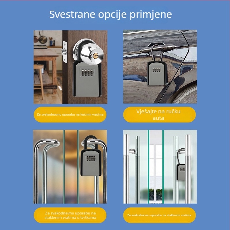 MGWS MG10 Kutija za ključeve od aluminijskog legura s mehaničkim kombinacijskim sustavom, viseća, za dom i hotel, debljina šipke zaključavanja 11 mm, razmak šipki 30 mm