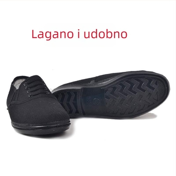 Ženske balerinke slip-on s gornjim dijelom od pamuka, zaobljena nosnica, niski potpetica 1–3 cm, gumena potplata