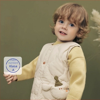 Dječja vesta s perjem bez rukava, 95% perja, podstava od pamuka, vanjska tkanina od pamuka, bez kapulje, proljeće 2025